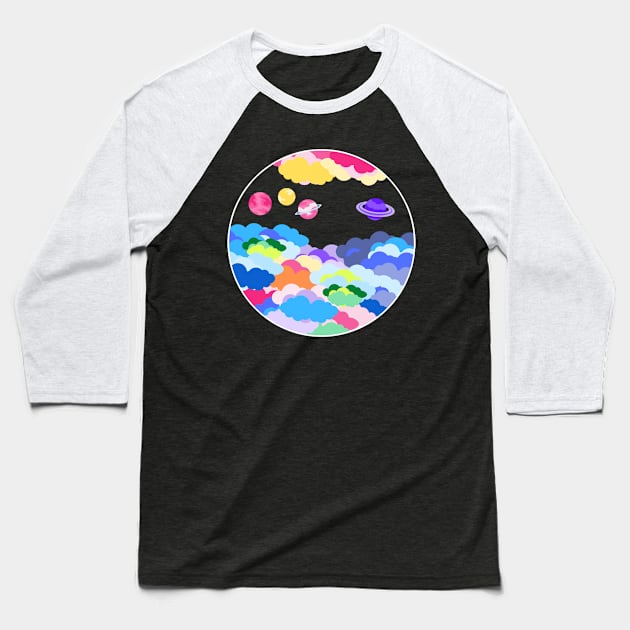 Bright clouds and space planets - Colourful Baseball T-Shirt by LukjanovArt